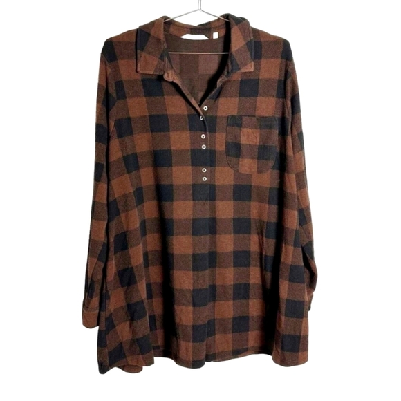 Soft Surroundings "Mad about Plaid" Tunic In Brown PL Lumberjack Minimalist - Picture 1 of 6